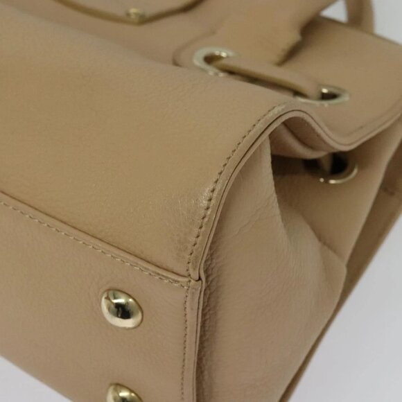 Jimmy Choo Hand Bag Leather Beige Gold Auth bs28764 - Picture 5 of 16